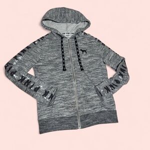 Victoria's Secret PINK Sequin Gray Zip-Up Hoodie